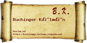 Buchinger Kálmán névjegykártya